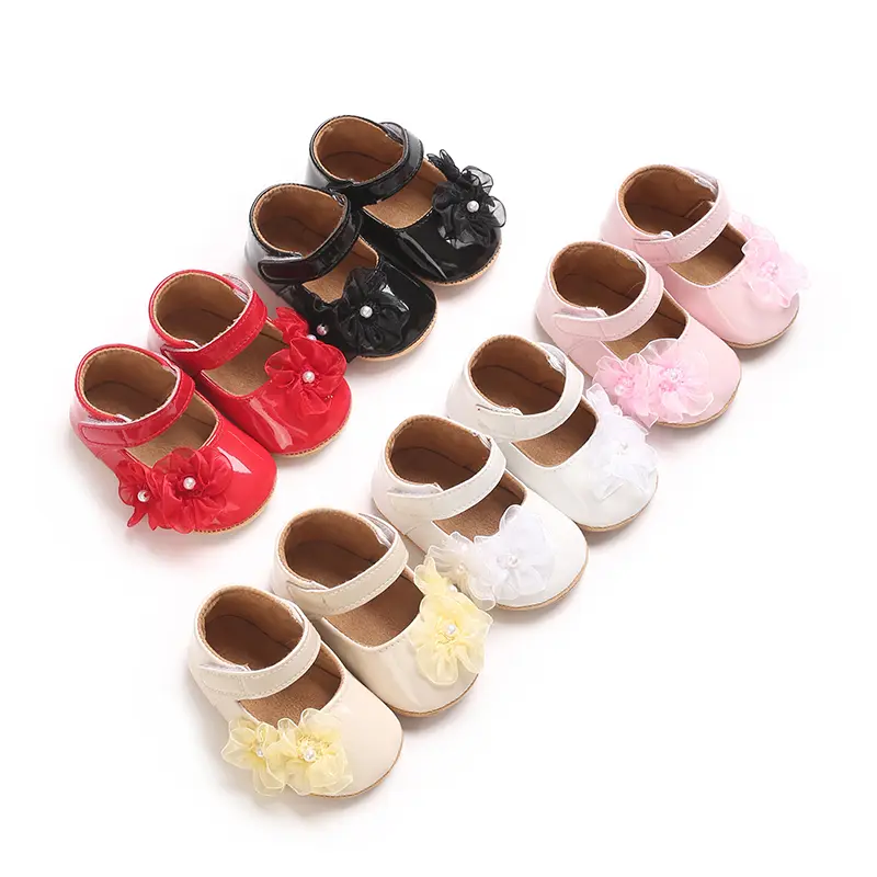 Baby Girls and Unisex Soft Soles Slip-Resistant Crib Shoes Slippers for Infant and ToddleSweet wind pearl lace
