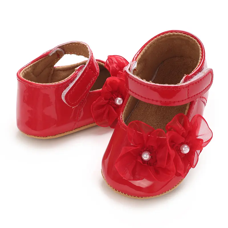 Baby Girls and Unisex Soft Soles Slip-Resistant Crib Shoes Slippers for Infant and ToddleSweet wind pearl lace