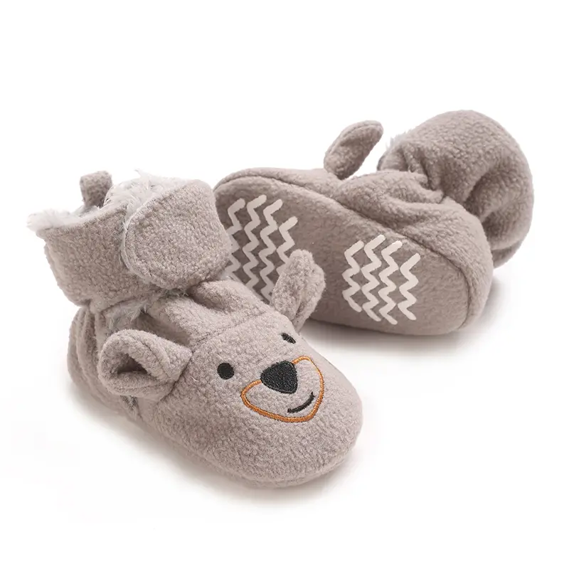 Autumn and Winter Fashionable New Cute Cartoon Children's Boots with Fleece Lining, Soft-Soled Warm Baby First Walking Shoes fo