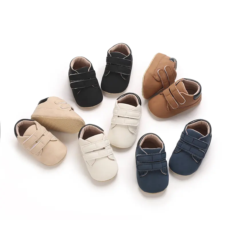Baby Boys Girls Leather PRE-Walking Sneakers Toddler Anti-Slip Rubber Sole Infant Lightweight First Step Shoes