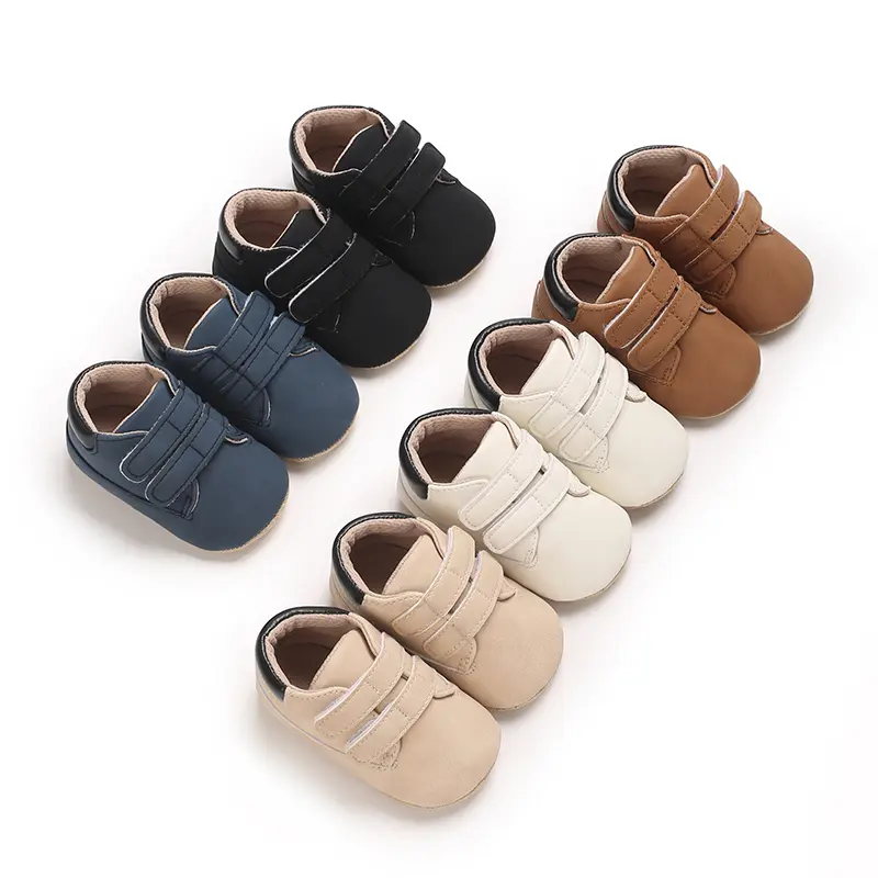 Baby Boys Girls Leather PRE-Walking Sneakers Toddler Anti-Slip Rubber Sole Infant Lightweight First Step Shoes