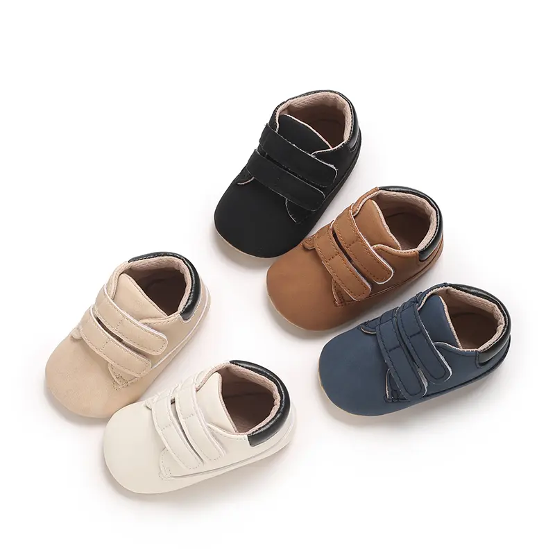 Baby Boys Girls Leather PRE-Walking Sneakers Toddler Anti-Slip Rubber Sole Infant Lightweight First Step Shoes
