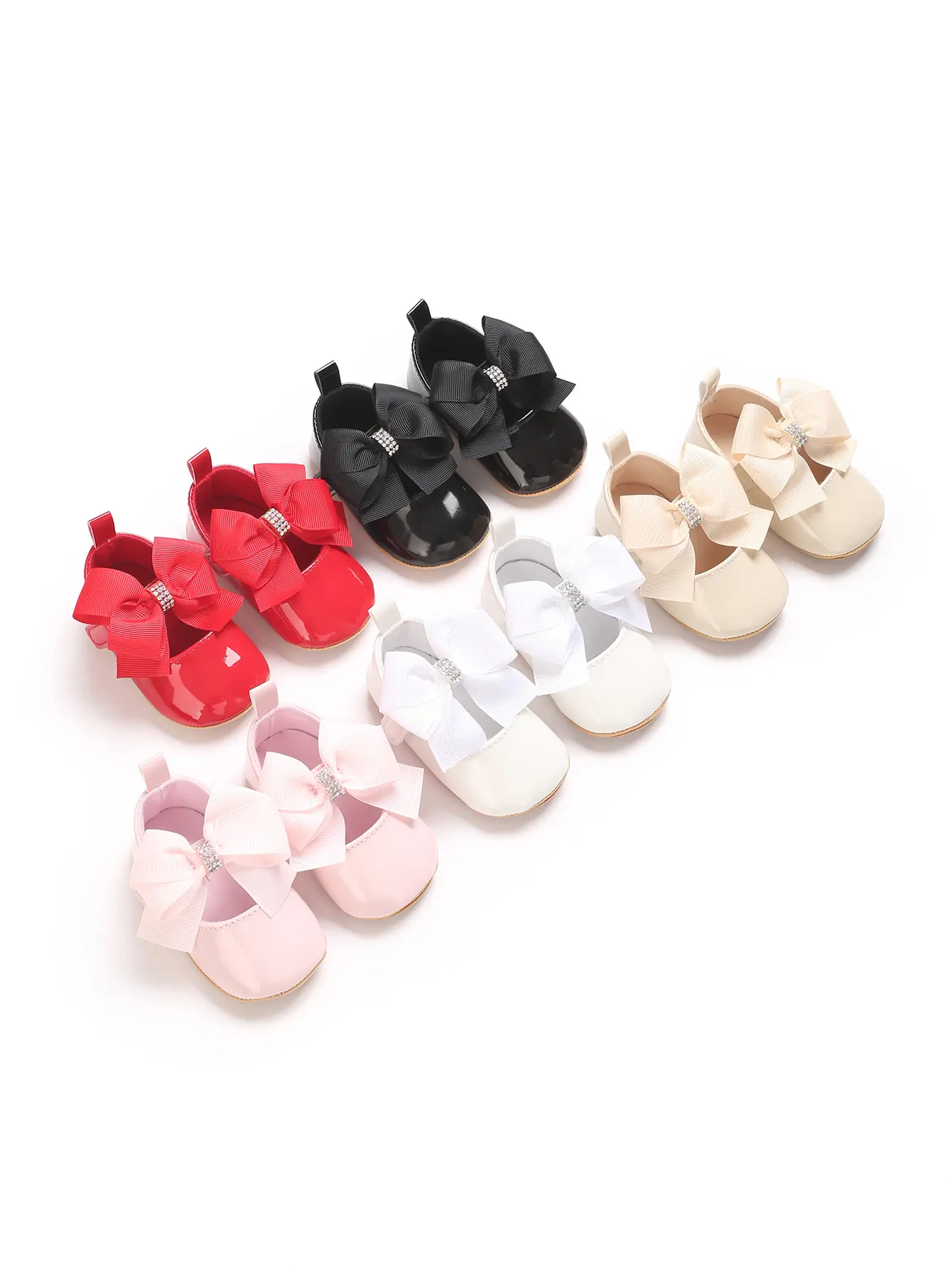 Baby Girl Cute Bow PU Princess Shoes Soft Sole Walking Shoes 0-18M White Baptist First Step Walker