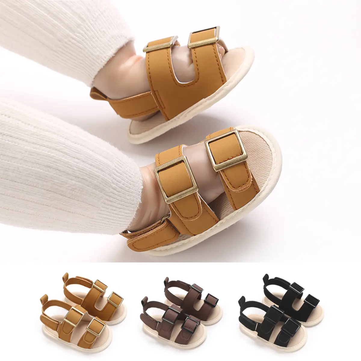 Girls' summer sandals, casual solid color princess flat bottom with bow, exposed toe low cut, solid color material, non slip bot