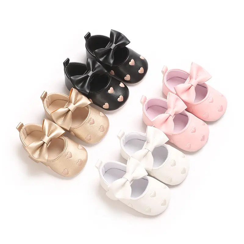 Baby embroidery love toddler shoes baby first pair of step shoes fashion big bow princess style