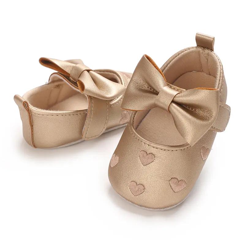 Baby embroidery love toddler shoes baby first pair of step shoes fashion big bow princess style