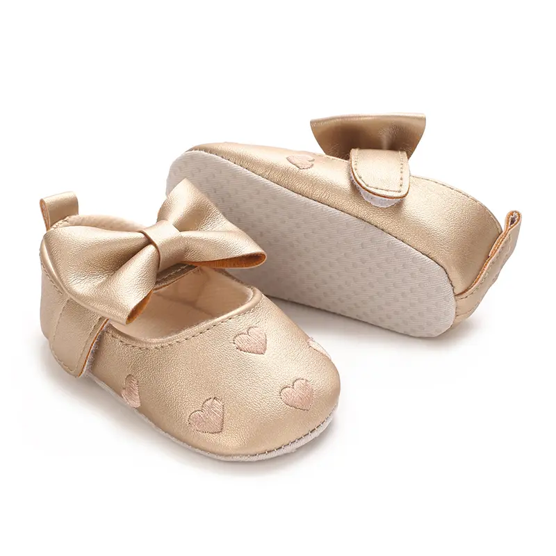Baby embroidery love toddler shoes baby first pair of step shoes fashion big bow princess style