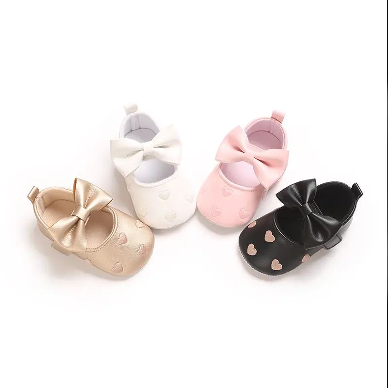 Baby embroidery love toddler shoes baby first pair of step shoes fashion big bow princess style