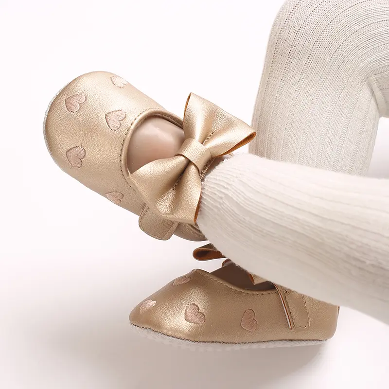 Baby embroidery love toddler shoes baby first pair of step shoes fashion big bow princess style
