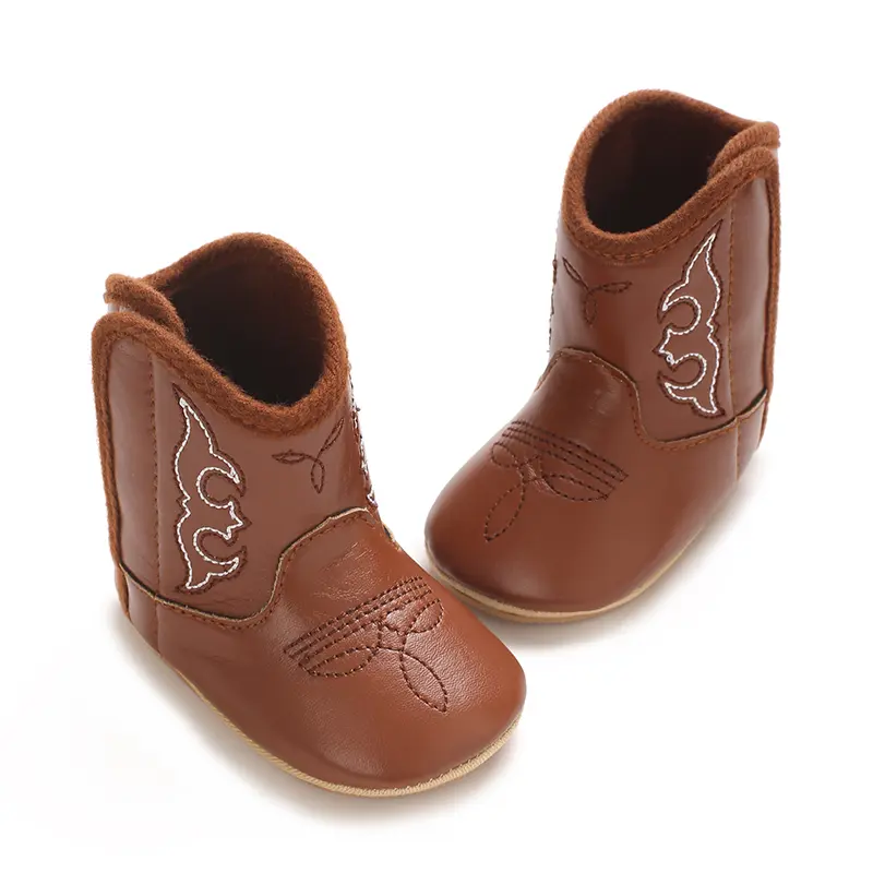 0-1 Year Spring & Autumn Lace-Up Flat Shoes with Floral Print, Soft Sole Toddler Learning Shoes in Black, Beige & Brown, Casual