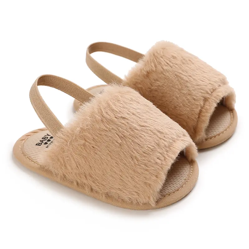 Summer 0-1 year old baby girl fluffy sandals silicone non-slip baby toddler shoes
