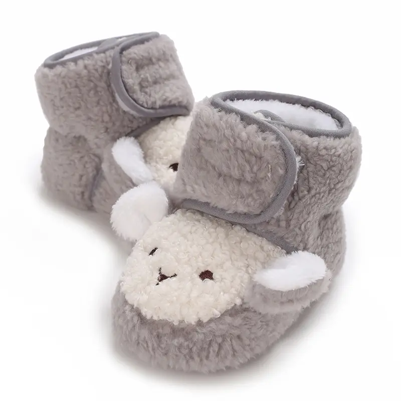 Autumn and Winter Fashionable New Cute Cartoon Children's Boots with Fleece Lining, Soft-Soled Warm Baby First Walking Shoes for