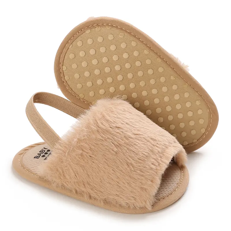 Summer 0-1 year old baby girl fluffy sandals silicone non-slip baby toddler shoes