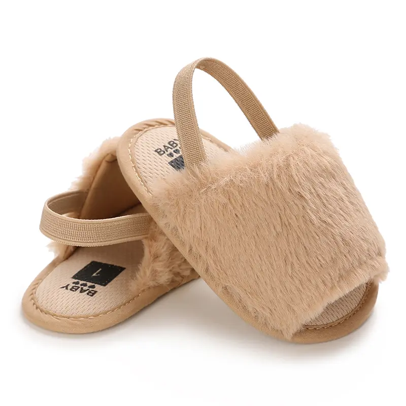 Summer 0-1 year old baby girl fluffy sandals silicone non-slip baby toddler shoes