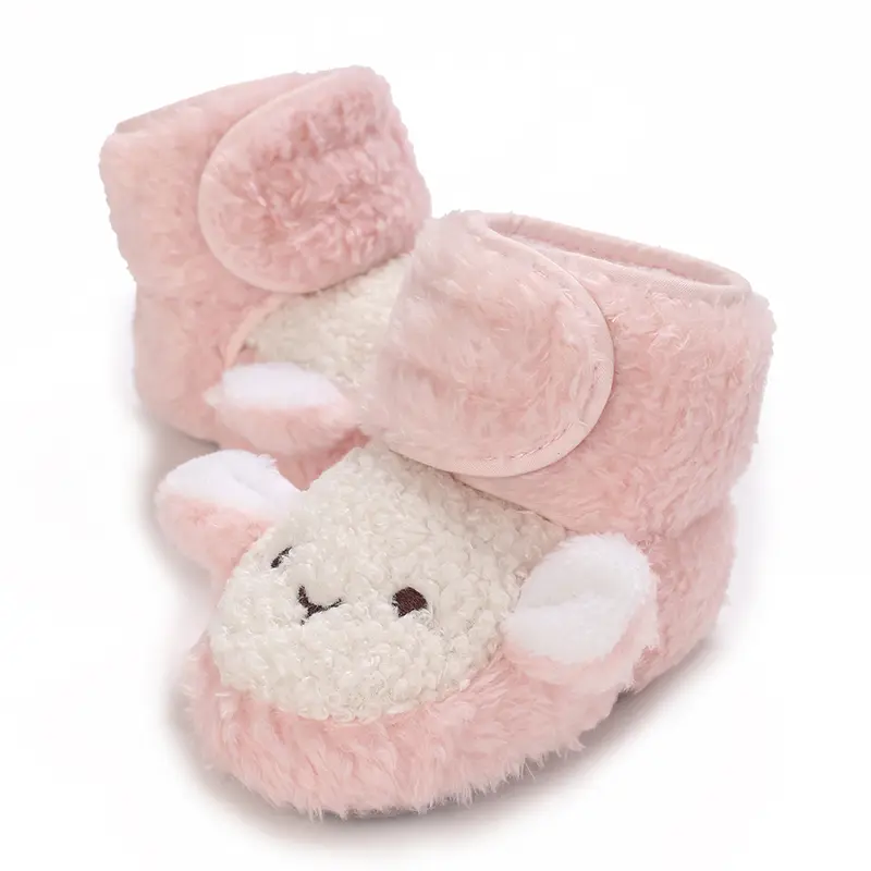 Autumn and Winter Fashionable New Cute Cartoon Children's Boots with Fleece Lining, Soft-Soled Warm Baby First Walking Shoes for