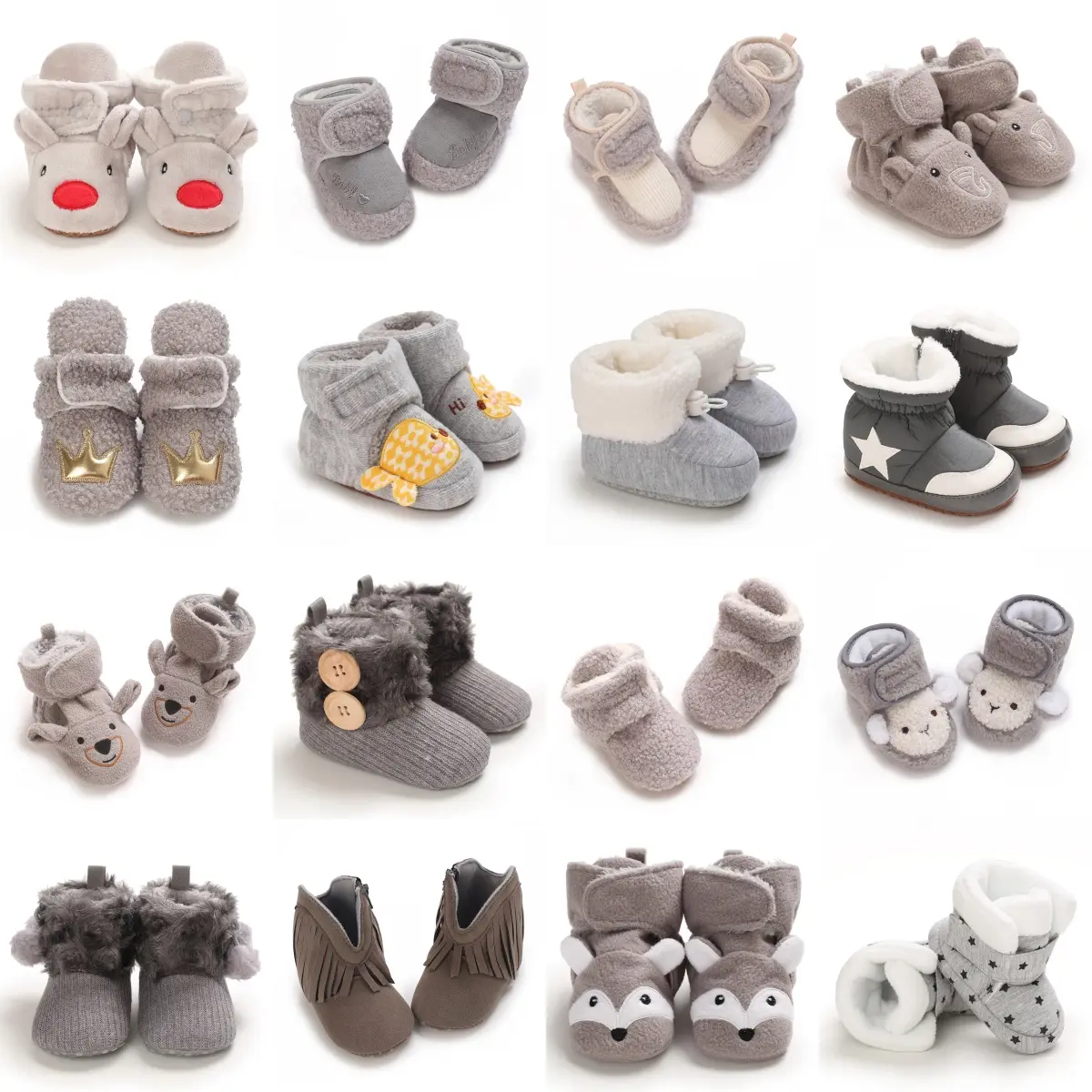 A pair of comfortable and warm girls' midsole slip boots, casual style, indoor use, solid color, fabric on/inside/outside sole,