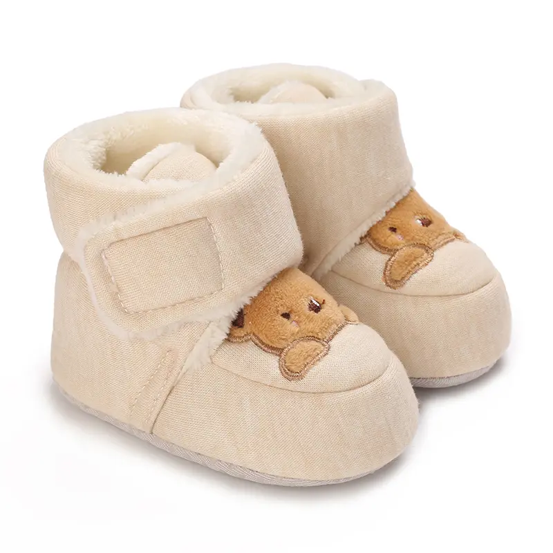Cute cartoon comfortable boots, suitable for baby boys, soft and warm with wool boots, suitable for indoor walks, autumn
