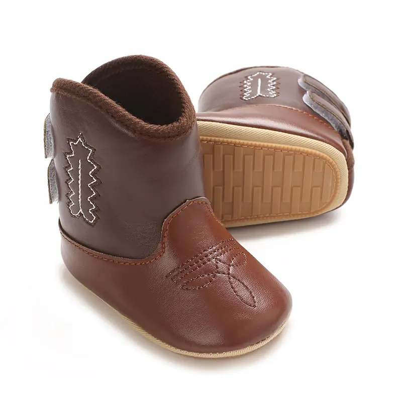 Suitable for all seasons, unisex toddler ankle boots with non slip rubber soles, comfortable wool like warm midsole style - roun