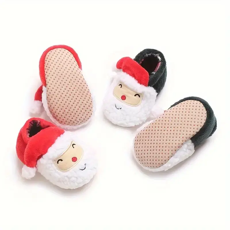 Christmas themed cute cartoon comfortable boots, suitable for baby girls, soft and warm with plush boots, suitable for indoor an