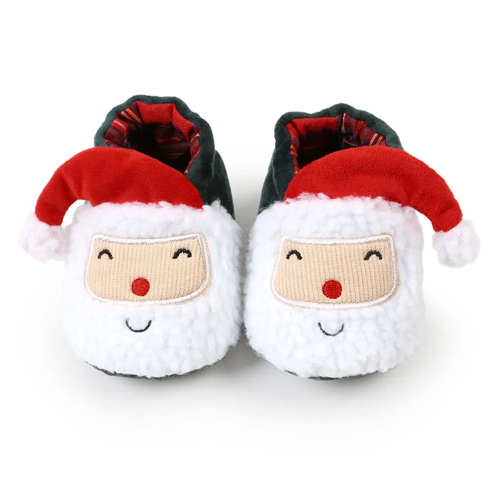 Christmas themed cute cartoon comfortable boots, suitable for baby girls, soft and warm with plush boots, suitable for indoor an