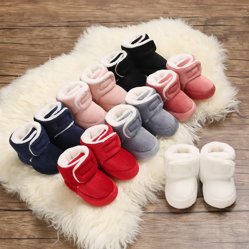 Autumn And Winter Cotton Shoes With Velvet Snow Boots 0-1 Year Old Baby Boys And Girls Warm Baby Shoes Soft Soled Shoes Sneakers