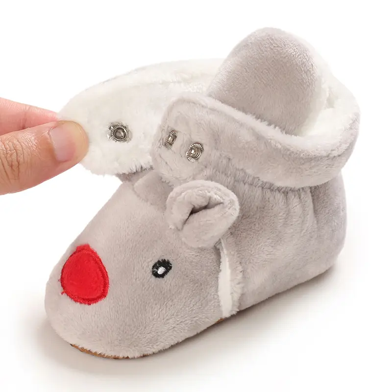 Warm Baby Shoes For Autumn And Winter 0-1 Year Old Soft Soled Cotton Shoes Men's And Women's Baby Plush Shoes Walking Shoes
