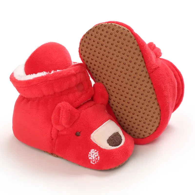 Warm Baby Shoes For Autumn And Winter 0-1 Year Old Soft Soled Cotton Shoes Men's And Women's Baby Plush Shoes Walking Shoes