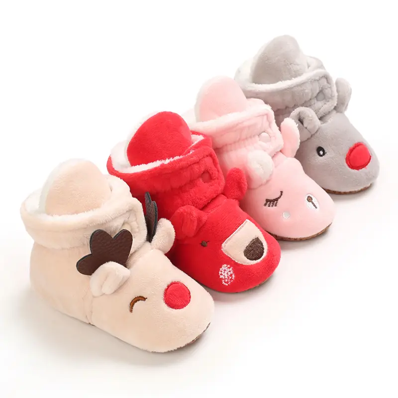 Warm Baby Shoes For Autumn And Winter 0-1 Year Old Soft Soled Cotton Shoes Men's And Women's Baby Plush Shoes Walking Shoes