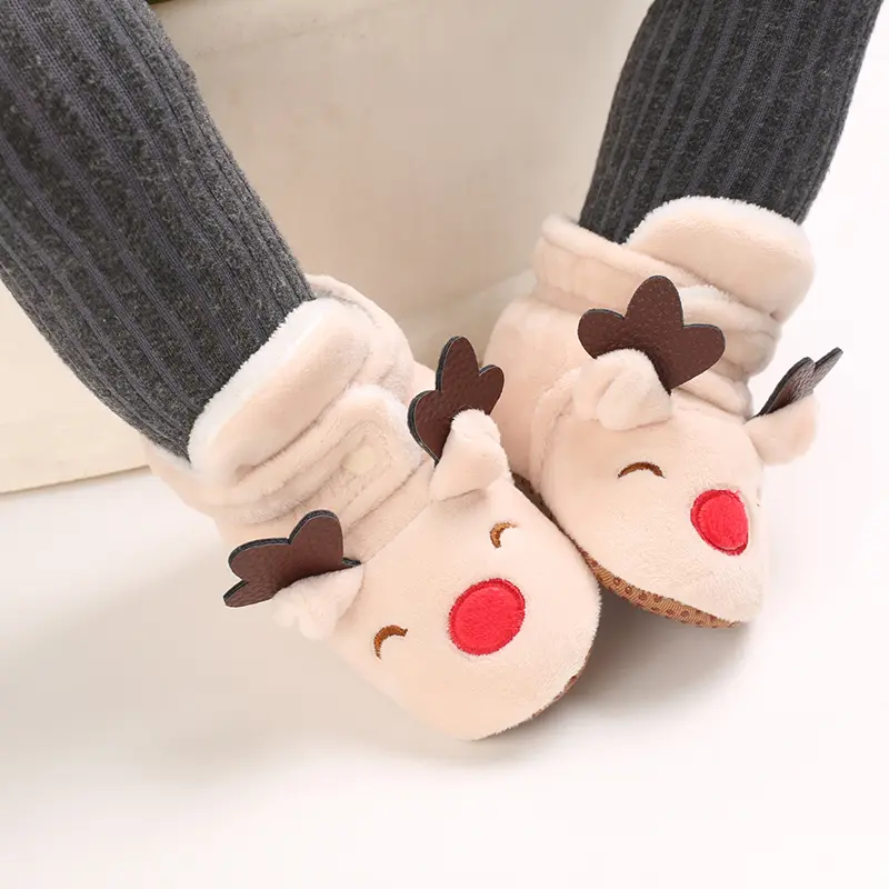 Warm Baby Shoes For Autumn And Winter 0-1 Year Old Soft Soled Cotton Shoes Men's And Women's Baby Plush Shoes Walking Shoes