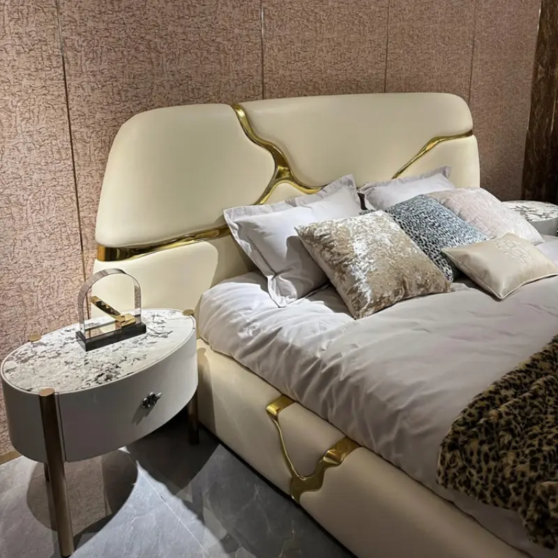 Pretty Luxury Modern Double Bed House Elegant Unique Italian Villa Bed Queen Size Camas De Dormitorio Bedroom Set Furniture