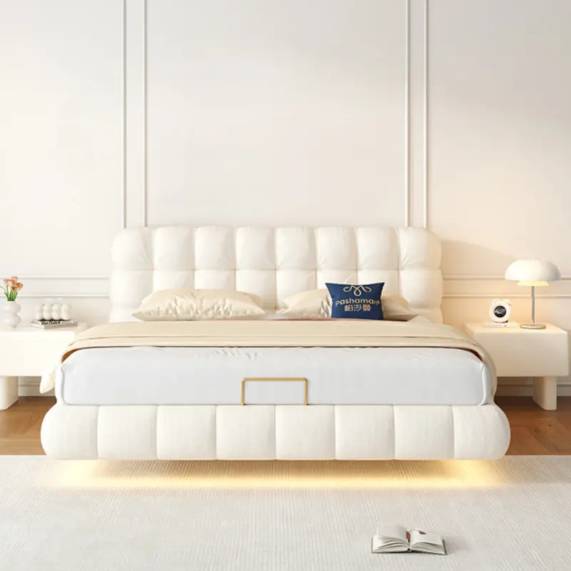 Cute Modern Simple Double Bed Frame White Princess Queen Size Bed Light Luxury Cama Matrimonial Bedroom Set Furniture