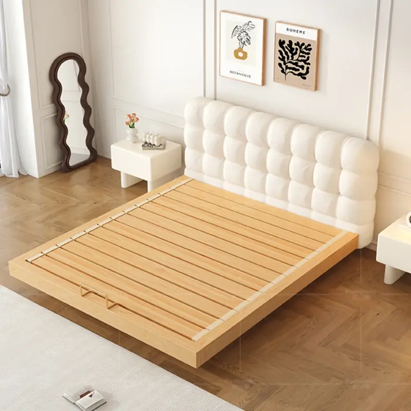 Cute Modern Simple Double Bed Frame White Princess Queen Size Bed Light Luxury Cama Matrimonial Bedroom Set Furniture