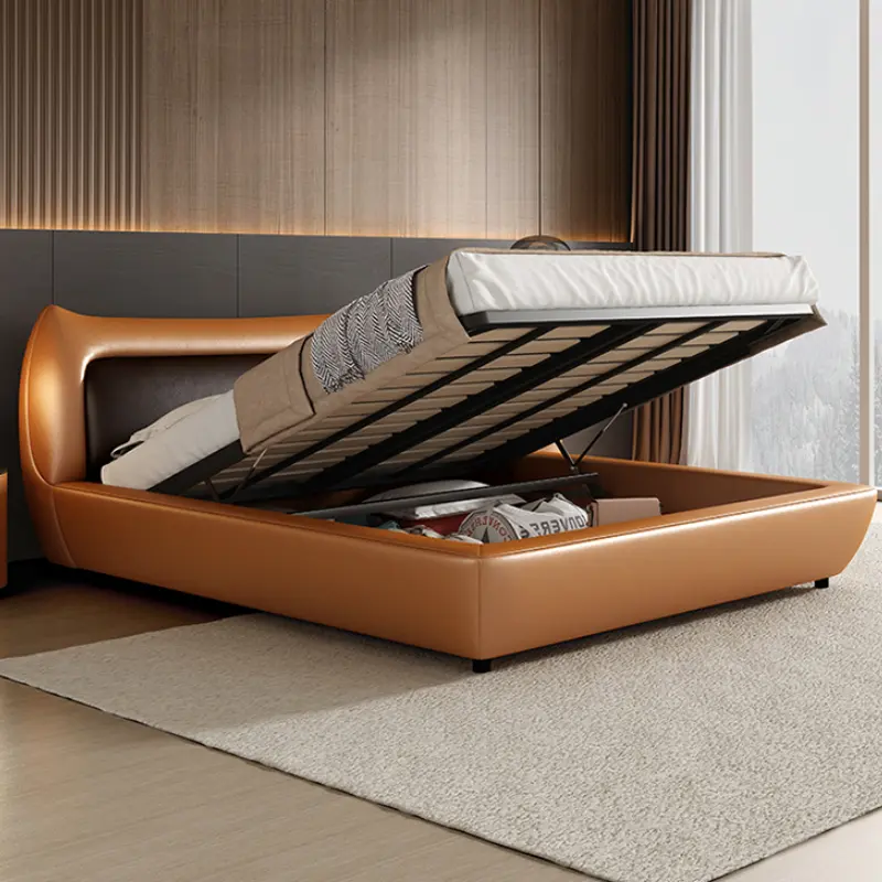 Design Adults Luxury Double Bed Storage Space Modern Loft Queen Double Bed Bases Frames Lit De Chambre A Coucher Furniture