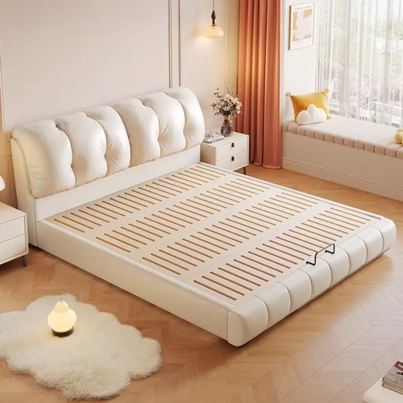 Princess Soft Leather Double Bed Modern Luxury Storage White Girls Double Bed King Size Cama Matrimonial Furniture For Bedroom