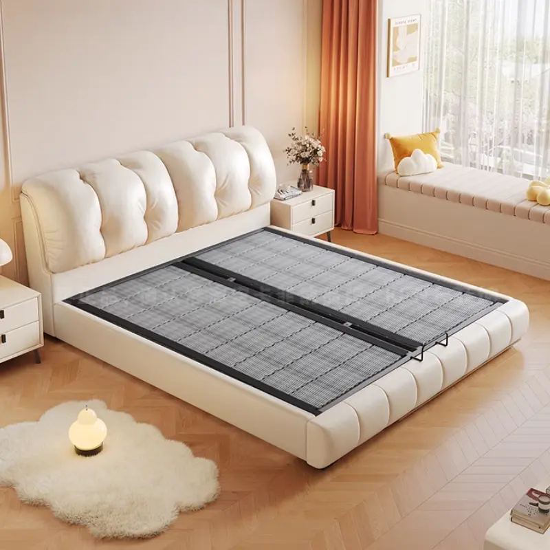 Princess Soft Leather Double Bed Modern Luxury Storage White Girls Double Bed King Size Cama Matrimonial Furniture For Bedroom