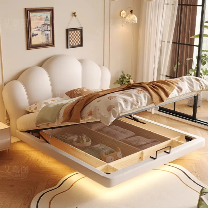 Design Princess Soft Double Bed Kids Modern Girls Storage Children Bed Single Queen Lit De Chambre A Coucher Home Furniture