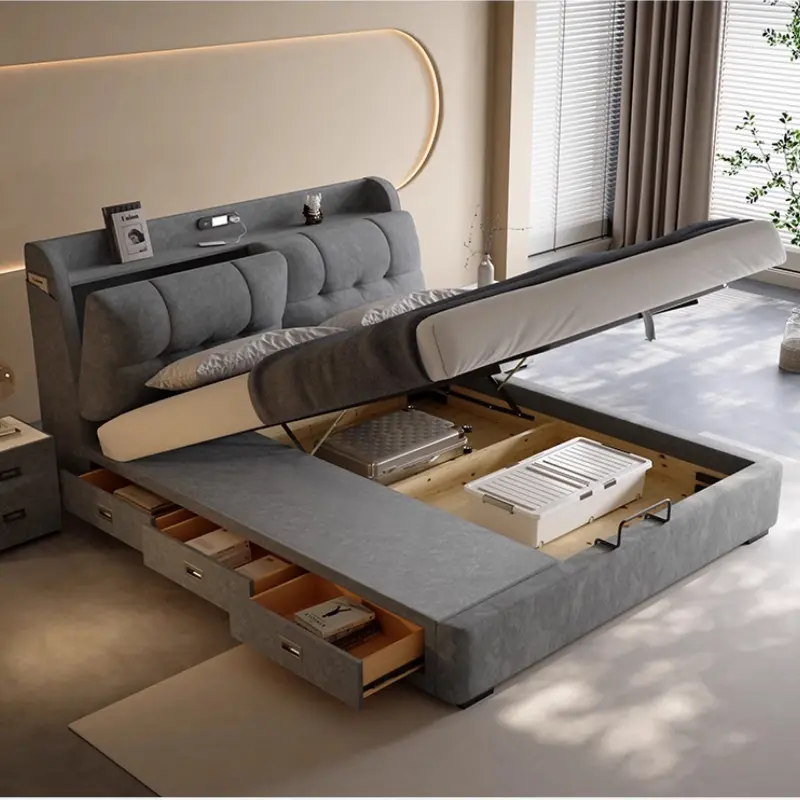 Design Loft Modern Double Bed Luxury Storage Adults Queen Size Double Bed Space Saving Letto Matrimoniale Bed Room Furniture