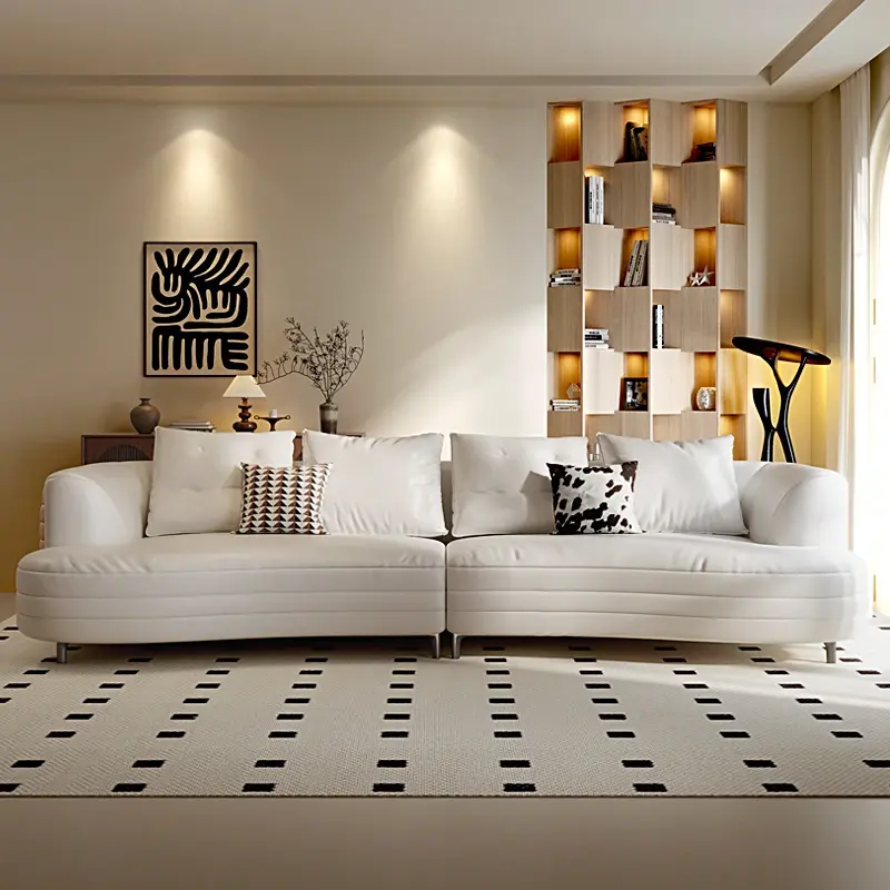 White Luxury Modern Sofa Unique Fancy Nordic Designer Lounge Leather Sofa Floor Lounge Divani Da Soggiorno Furniture Living Room