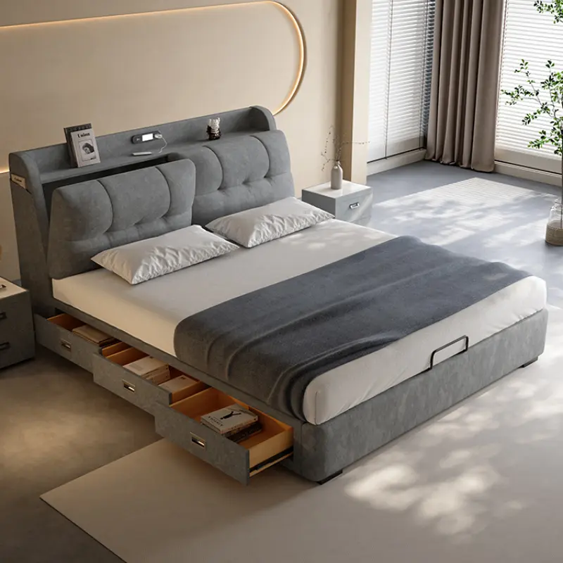 Design Loft Modern Double Bed Luxury Storage Adults Queen Size Double Bed Space Saving Letto Matrimoniale Bed Room Furniture