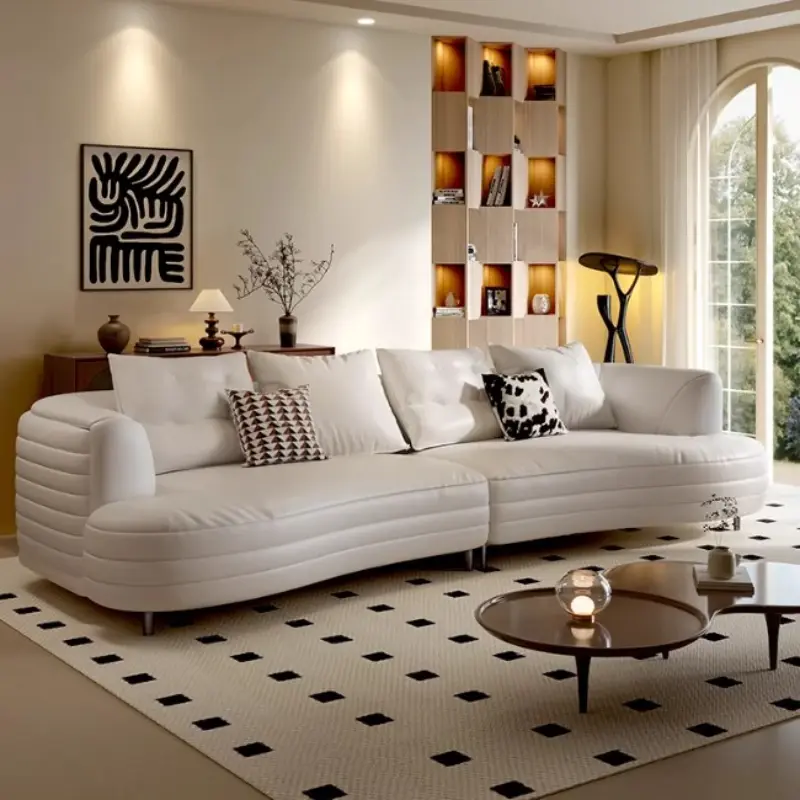 White Luxury Modern Sofa Unique Fancy Nordic Designer Lounge Leather Sofa Floor Lounge Divani Da Soggiorno Furniture Living Room