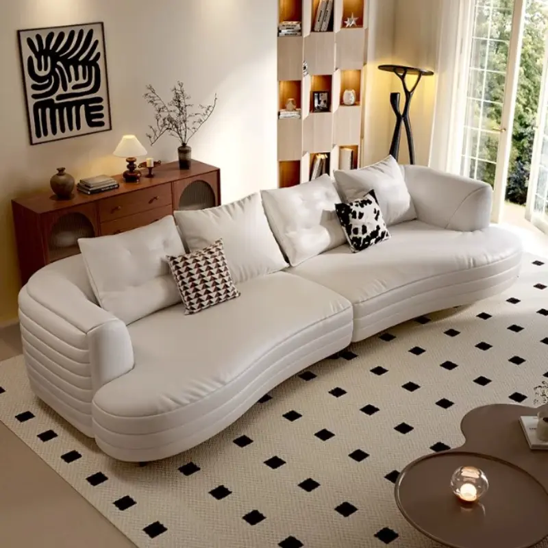 White Luxury Modern Sofa Unique Fancy Nordic Designer Lounge Leather Sofa Floor Lounge Divani Da Soggiorno Furniture Living Room