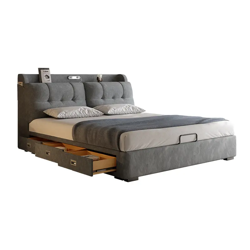 Design Loft Modern Double Bed Luxury Storage Adults Queen Size Double Bed Space Saving Letto Matrimoniale Bed Room Furniture