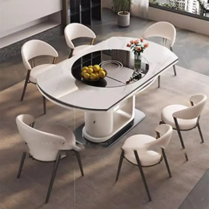Living Room Table Party Unique Multifuctional Kitchen Round Dining Table Set Folding Modern Mesa De Jantar Furniture Home