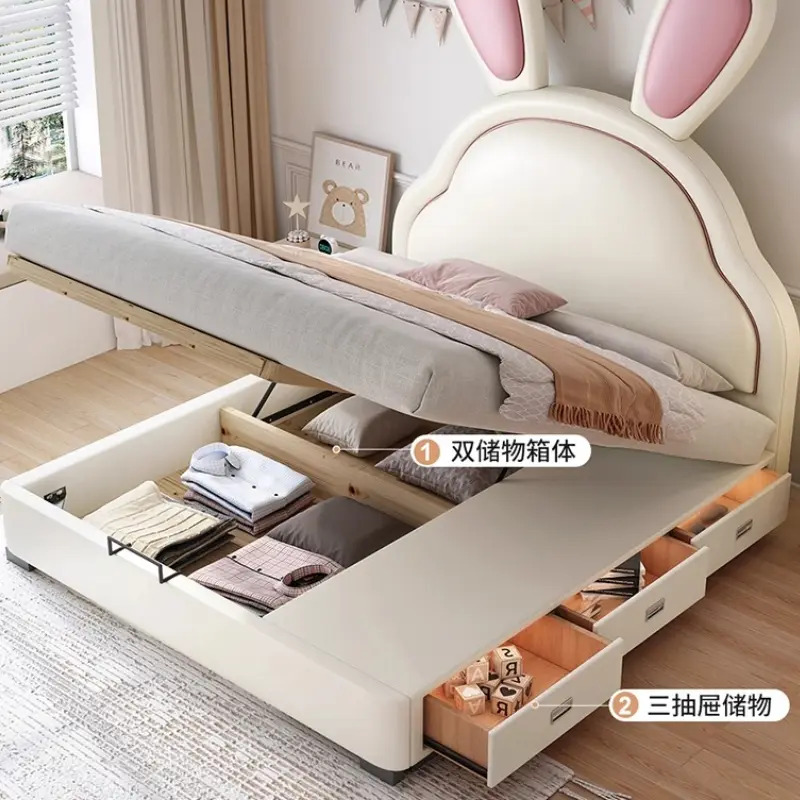 Princess Queen Size Double Bed Kids Unique White Girls Modern Double Bed Frame Luxury Camas De Dormitorio Furniture For Home