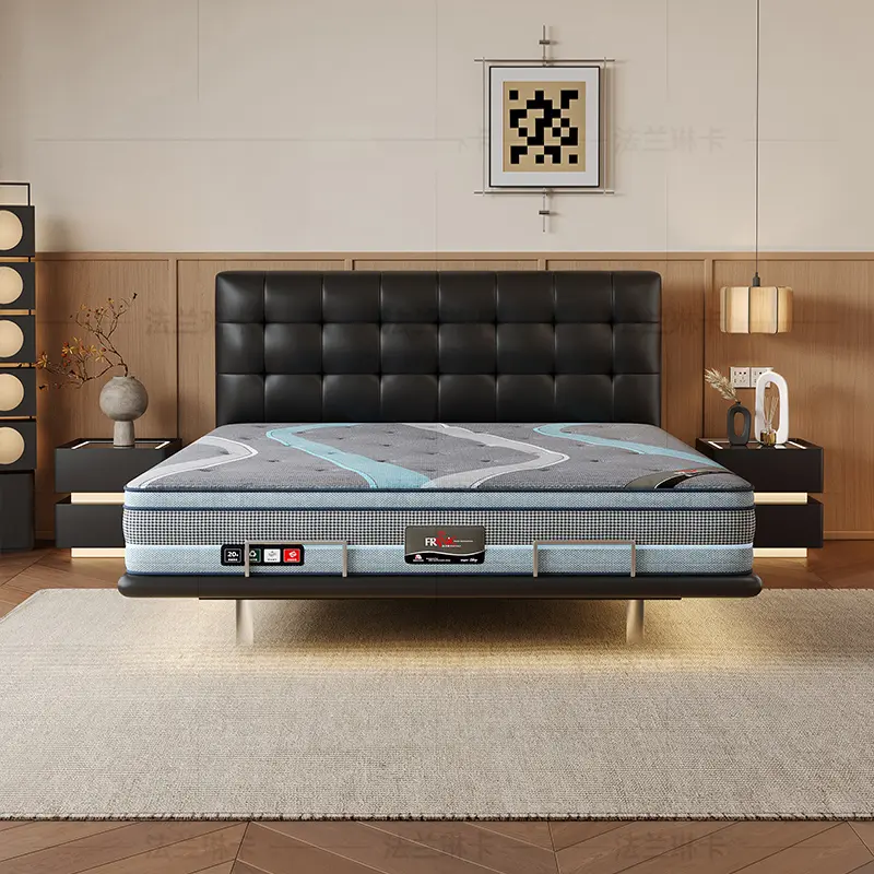 Electric Leather Luxury Bed Modern Adults Design Multifunctional Loft Double Bed Space Saving Mattress Lit 2 Personnes Furniture