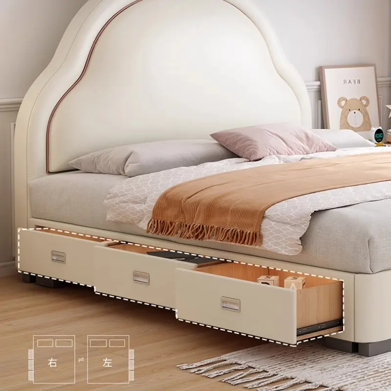 Princess Queen Size Double Bed Kids Unique White Girls Modern Double Bed Frame Luxury Camas De Dormitorio Furniture For Home