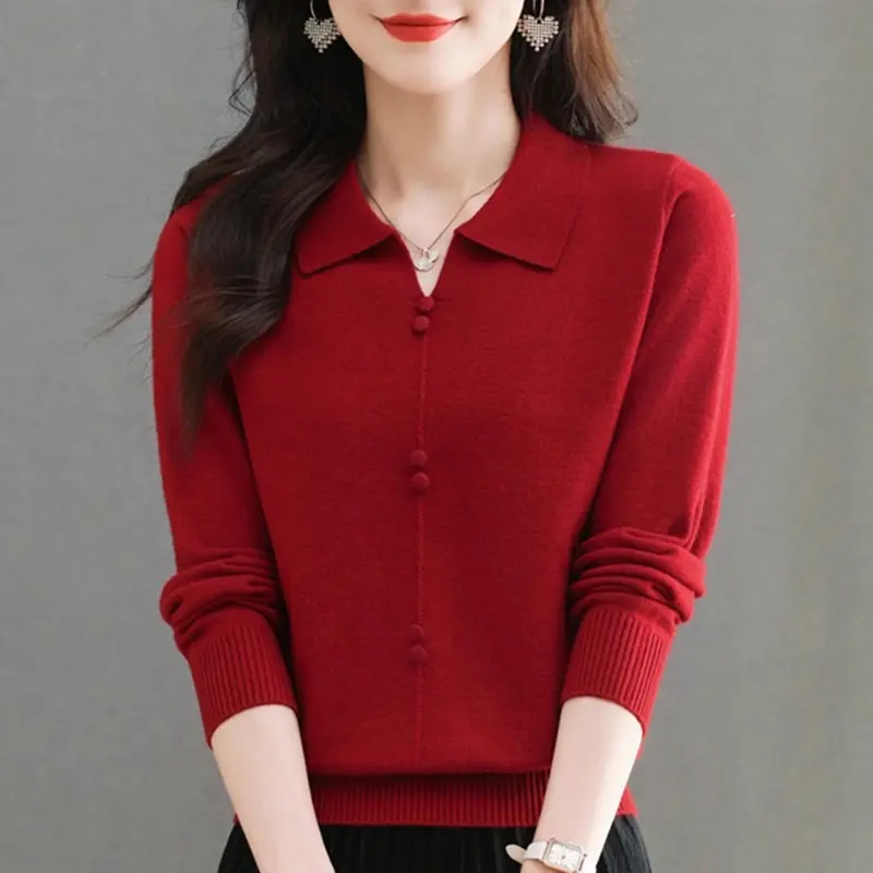 2025 Autumn Winter Women Sweater Solid Knitted Tops Casual Slim Pullover Korean Sweaters Chic Jumpers Tops Ladies Knitwear