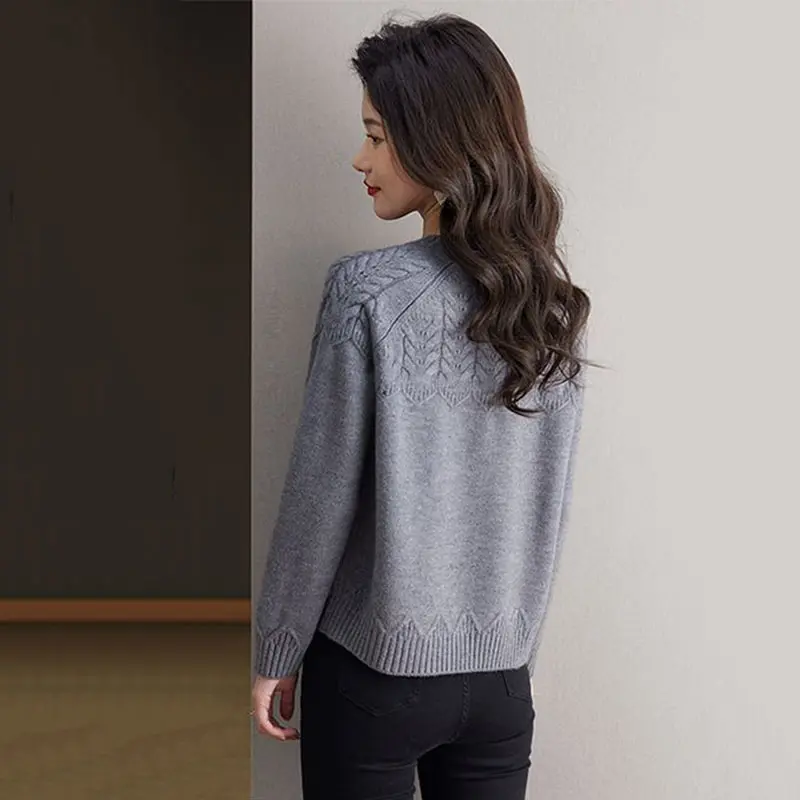 Knitting Cardigan Women Sweater 2025New Spring Autumn Solid Round Neck Female Sweater Jacket Vintage Casual Waichuan Ladies Tops