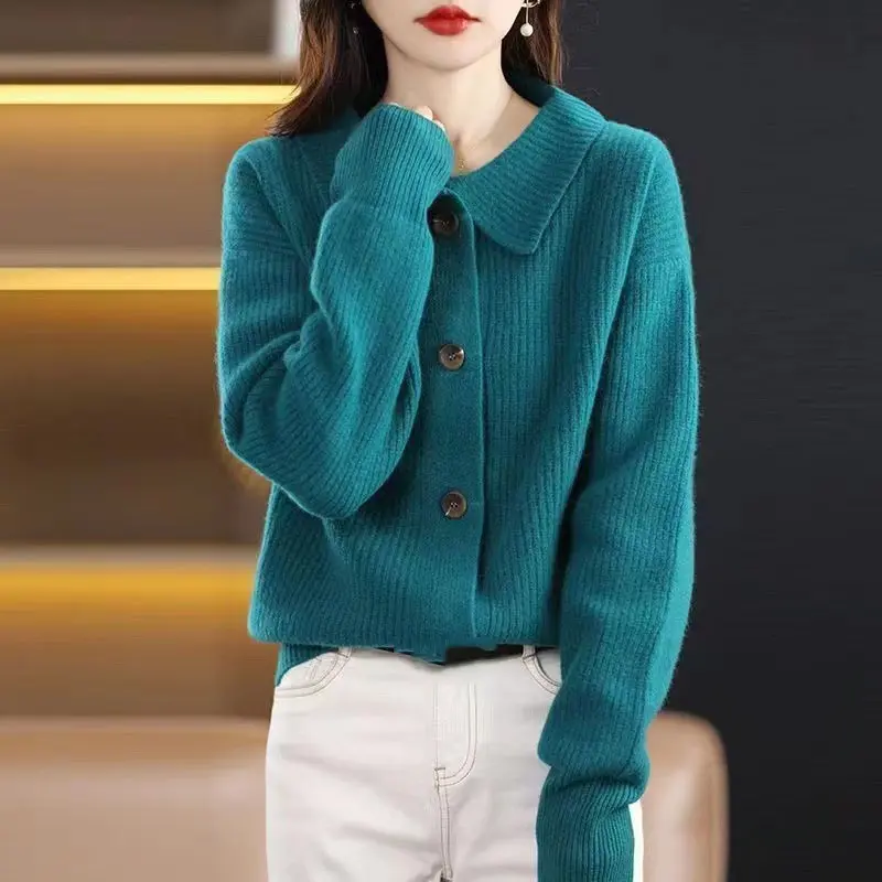 New 2025 Autumn Winter Korean Single Breasted Knitted Cardigan Women Fashion Sweater Coat Female Solid Color  Knit Ladies Tops