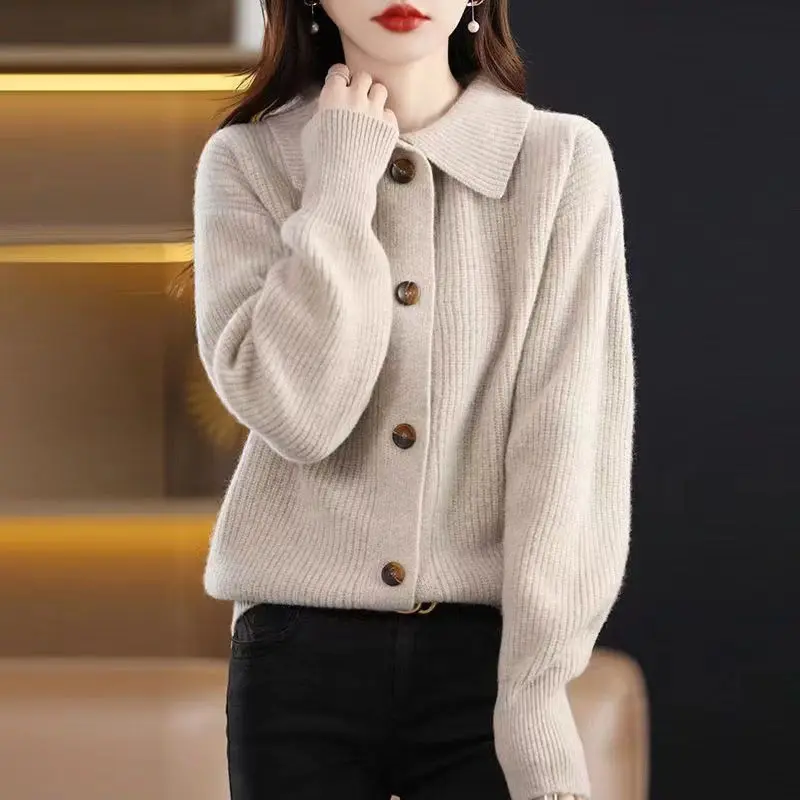 New 2025 Autumn Winter Korean Single Breasted Knitted Cardigan Women Fashion Sweater Coat Female Solid Color  Knit Ladies Tops